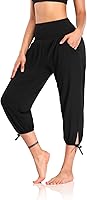 DIBAOLONG Women's Capri Yoga Pants Loose Joggers Sweatpants with Pockets - Comfy High-Waisted Workout Lounge Activewear