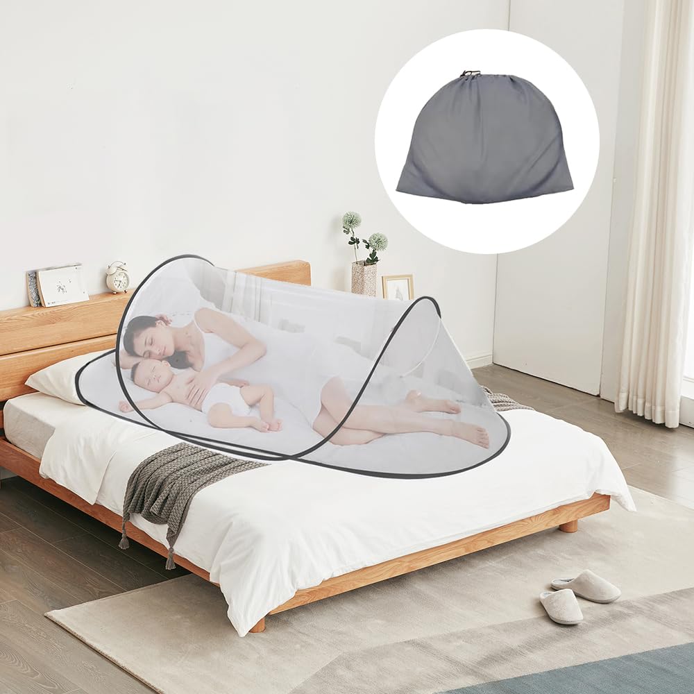 Moskitonetz Pop Up 200 x 80 x 56 cm, Faltbares Moskitonetz, Moskitonetz Reise Pop Up, Tragbares Campingzelt, Familien-Moskitonetzbett, Reise Moskitonetz Bett, für Zuhause und Camping Geeignet.