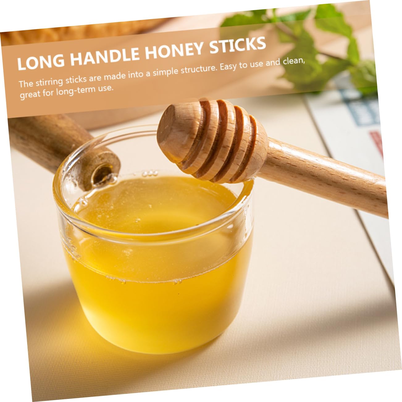 FELTECHELECTR Wooden Honey Stirring Sticks 4 Pack Honey Dippers Long Handle Portable for Wedding Party