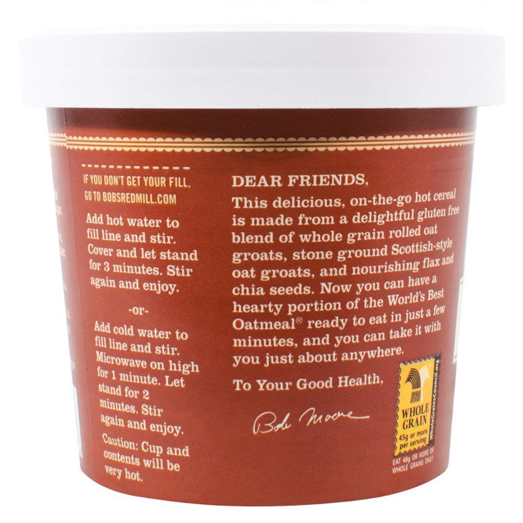 Bob's Red Mill Gluten-Free Oatmeal Cup & Maple, Brown Sugar, 2.15 Ounce (Pack of 6)