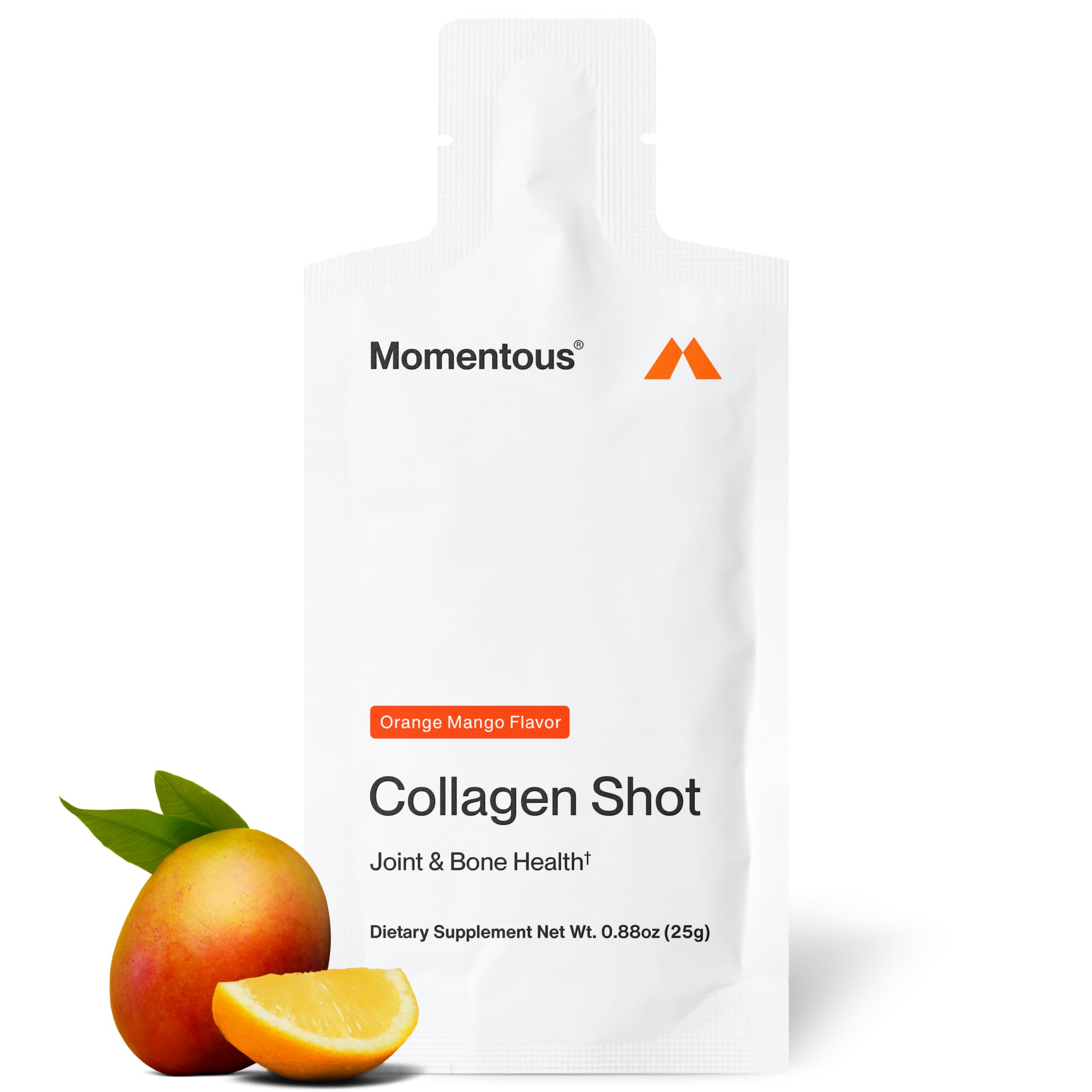 Collagen Shot Supplement - Hydrolyzed Bovine Collagen & Vitamin C to Help Support Joint, Bone, & Connective Tissue Health - NSF Certified for Sport - Orange Mango - 25g/Serving - 15 Servings