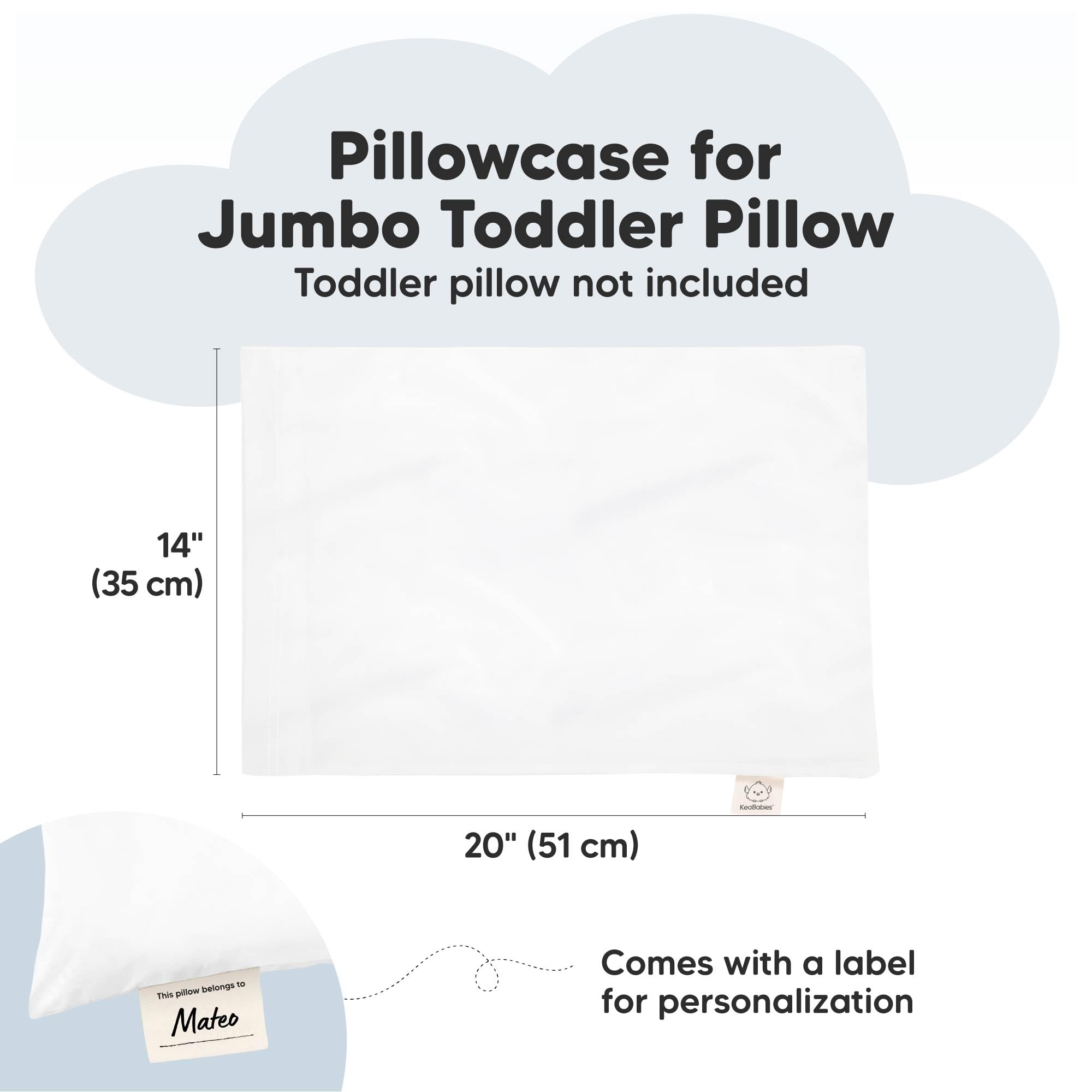 KeaBabies Taie d'oreiller pour Enfant, Coton Biologique - 35x51 cm garçon, Fille, Doux et Durable en Oreiller de Couchage Miniature, Couleurs Mignonnes (Soft White)