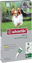 Bayer Advantix Spot-On Antiparassitario per Cani Fino A 4 kg 4 Pipette