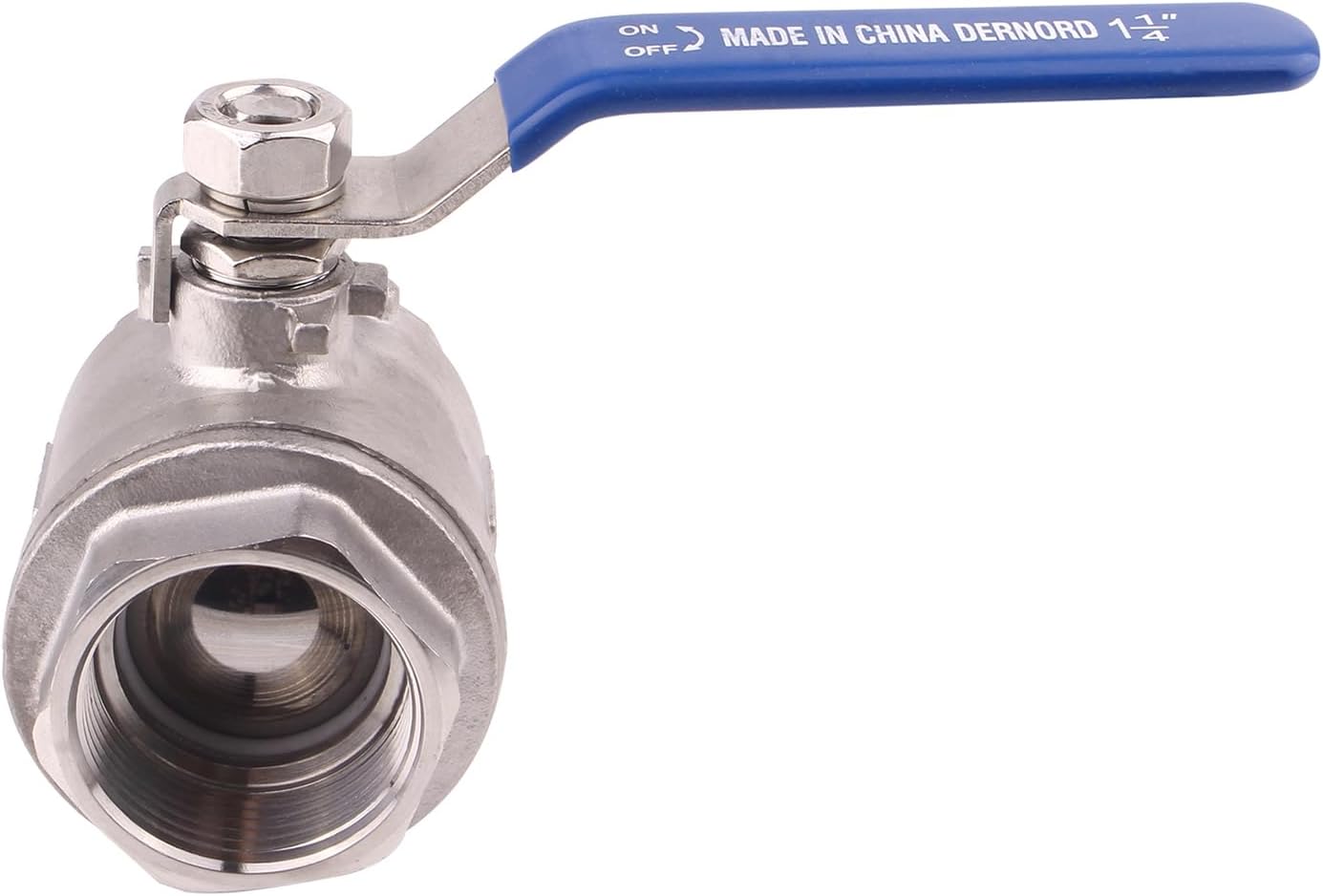 DERNORD Ball Valve Stainless Steel 304 1-1/4" NPT Heavy Duty for Water, Oil, and Gas with Blue Locking Handles (Pack of 2)