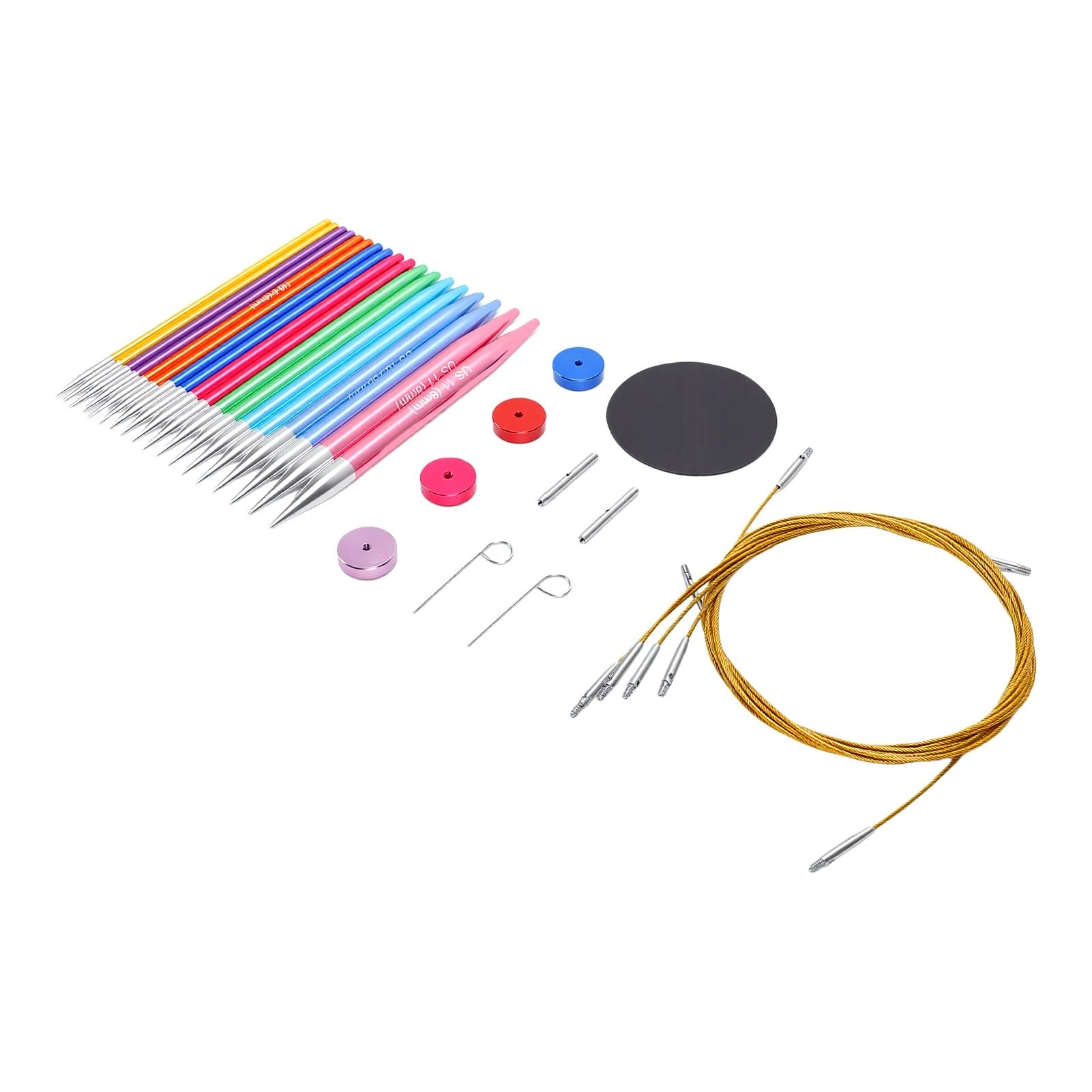 Rengue Juego de Agujas de Tejer Circulares Intercambiables, 9 Pares de Agujas de Tejer de Aluminio de 3,5 a 8 Mm para Calcetines, Suéteres, Bufandas y Proyectos de Manualidades