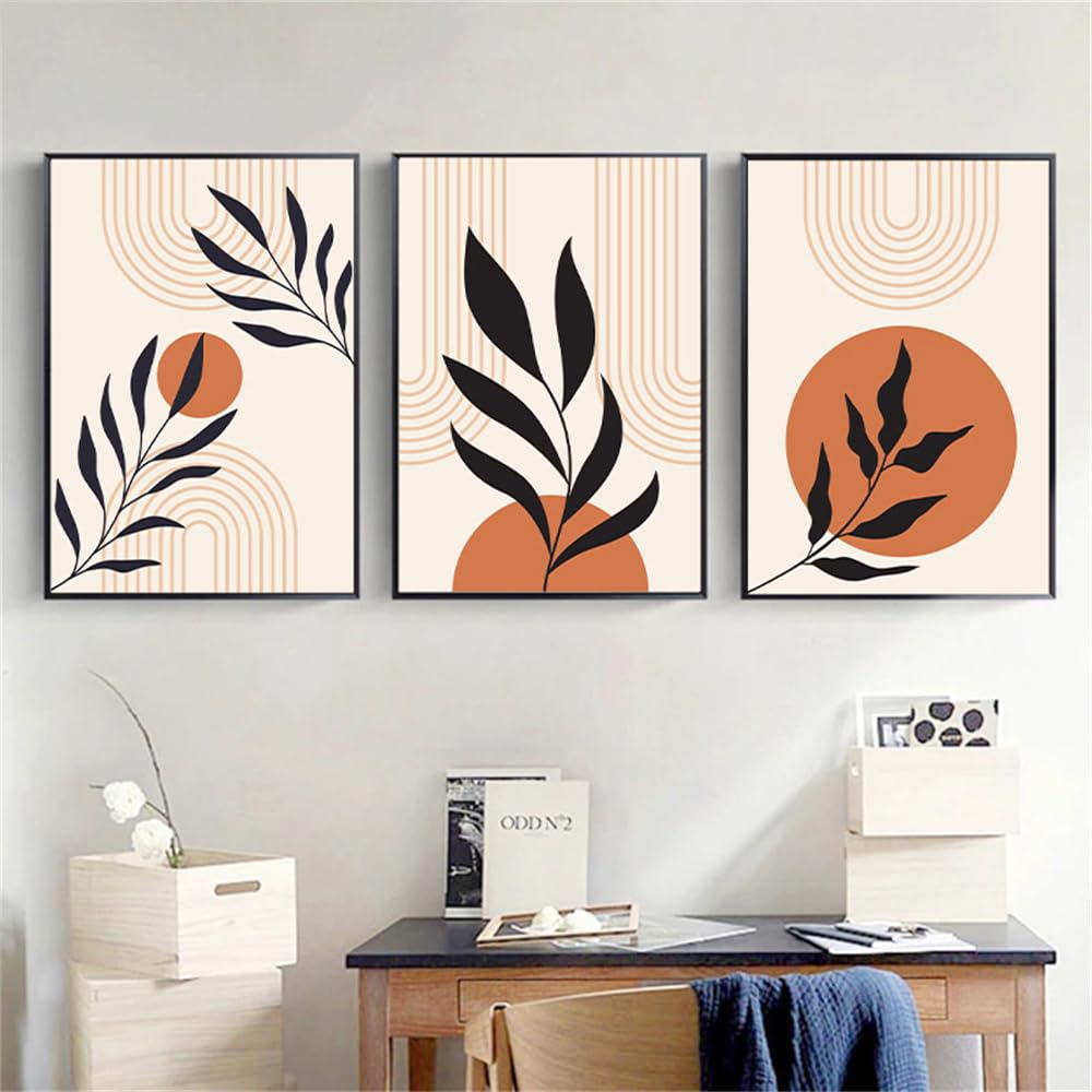 Set de 3 pósteres de líneas abstractas nórdicas en lienzo de 50x75cm para pared 8