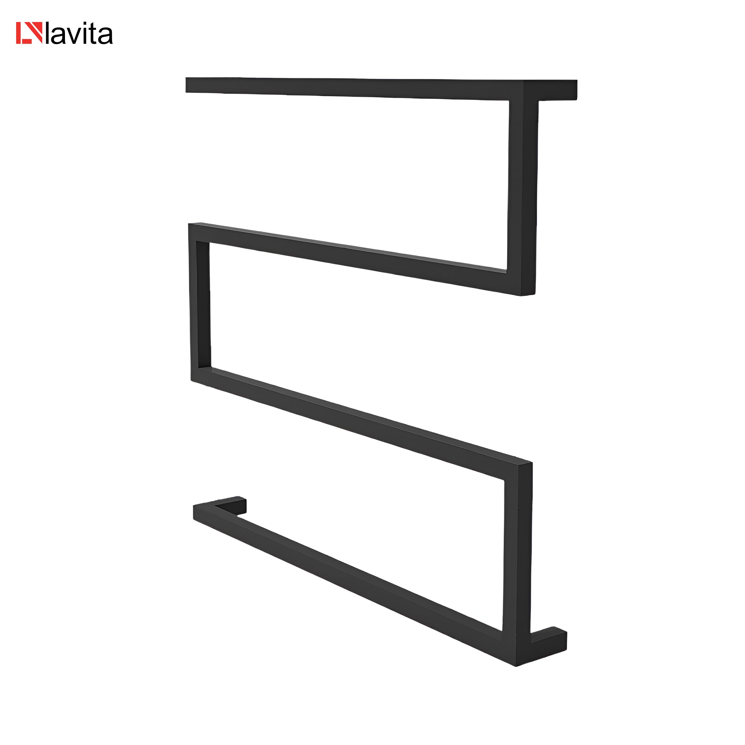 LAVITA TRYNIDAD 600 Porte-serviettes Noir mat Design simple Acier au carbone revêtu par pulvérisation Peu encombrant Idéal pour la décoration de petite salle de bain 600 x 70 x 560 mm