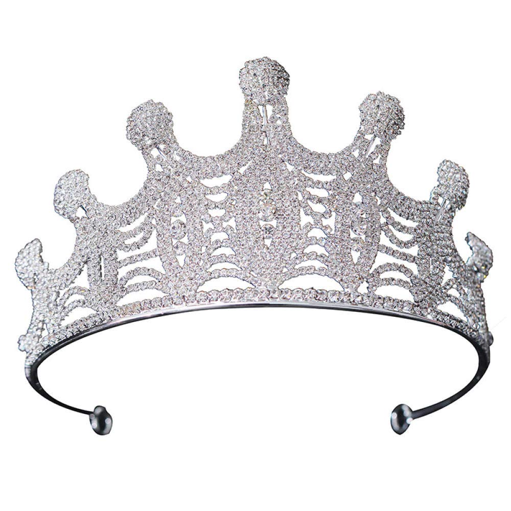 Tiara, stop strasu, biżuteria na głowę dla panny młodej, błyszcząca, srebrna, prosta, modna ozdoba na wesele, ozdoba do włosów, w stylu vintage, opaska na czoło na imprezę