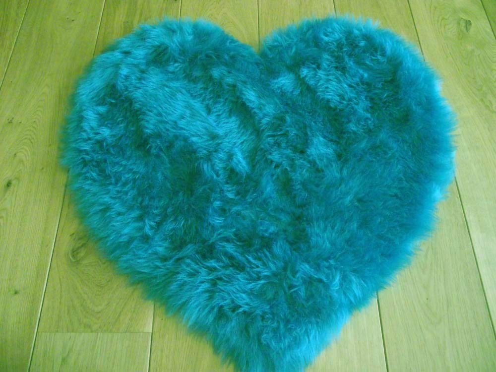 Sheepskin Teal Blue Faux Fur Style Rug (75cm x 75cm)