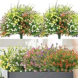 【Erschwingliches Set】 Sie erhalten 10 künstliche Blumensträuße mit jeweils 5 biegbaren Stielen, 9 Wasserköpfen und 42 Blütenköpfen. Sie sind normalerweise ungefähr 30 cm lang und der Griffteil ist ungefähr 9 cm lang. Sie können je nach Bedarf auch auf maximal 35 cm erweitert werden.