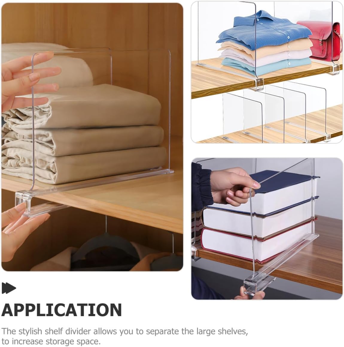 6pcs Shelf Dividers for Closet and Bookshelf Organizer, Vertical Storage Panels for Clothes and Cabinet Separation, Nail-Free Installation for Home Storage
