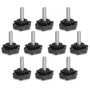 10pcs M5 x 16mm Thumb Screws Stainless Steel with Black Plastic Star Knob Standard Metric Male Thread Thumbscrew-Length 16mm Size M5x16mm