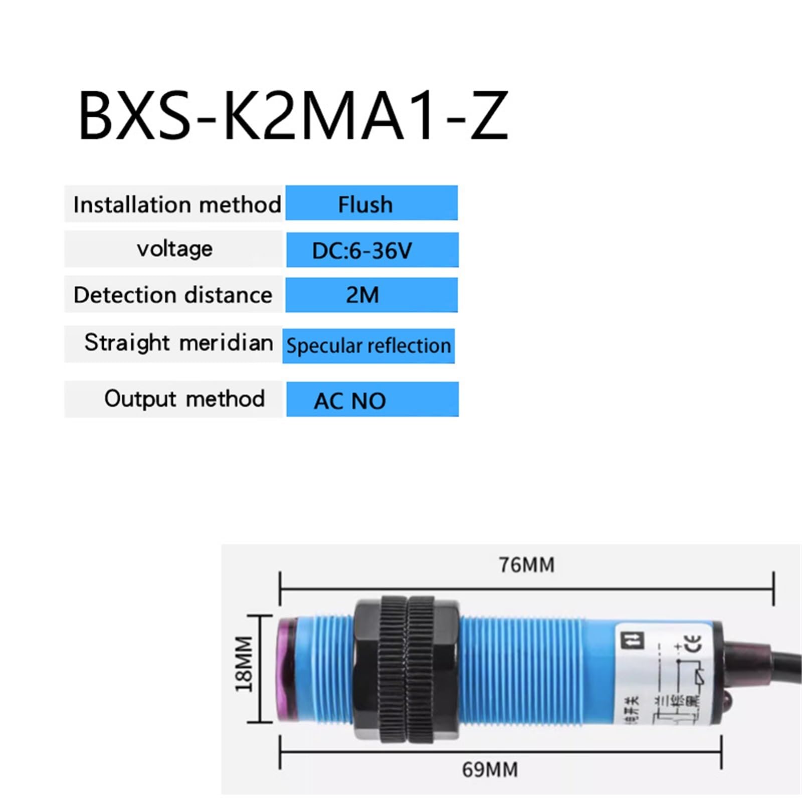 1 sztuka E3F-DS10C4 DC12~24 V przełącznik czujnik rozproszony odblaskowy odległość 5 m AC NO NC (2M AC NO)