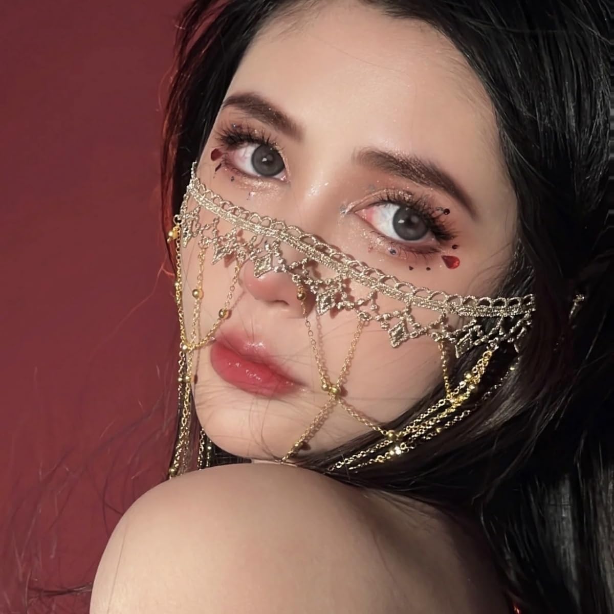 Punk Nose Chain for Women Face Chain with Arrow Cosplay Party Gothic Jewelry