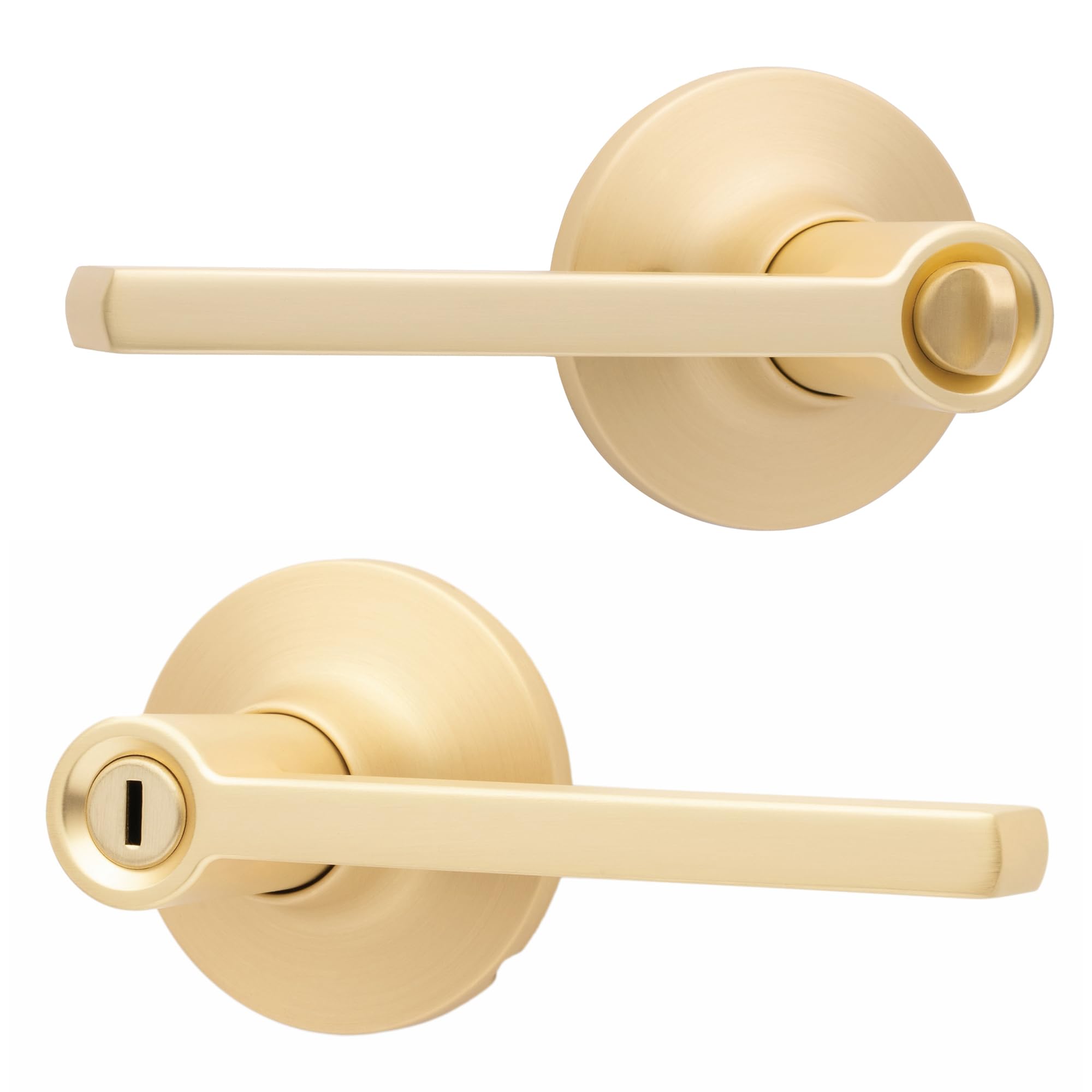 Honeywell Safes & Door Locks Interior Door Handle – Lever Door Handle with Reversible Design, Brushed Gold, Privacy Function, Easy-to-Install Door Handles for Home & Office - 8108614