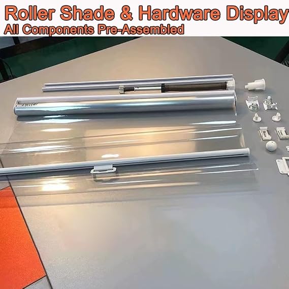 Transparent PVC Roller Blinds Clear Waterproof Windproof Plastic Shades with Handle for Outdoor Pergola, Patio, Balcony, Garage & Shop Displays Heat Insulated, Customizable Sizes(W185xH100cm)