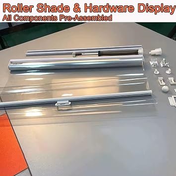 Transparent PVC Roller Blinds Clear Waterproof Windproof Plastic Shades with Handle for Outdoor Pergola, Patio, Balcony, Garage & Shop Displays Heat Insulated, Customizable Sizes(W185xH100cm)