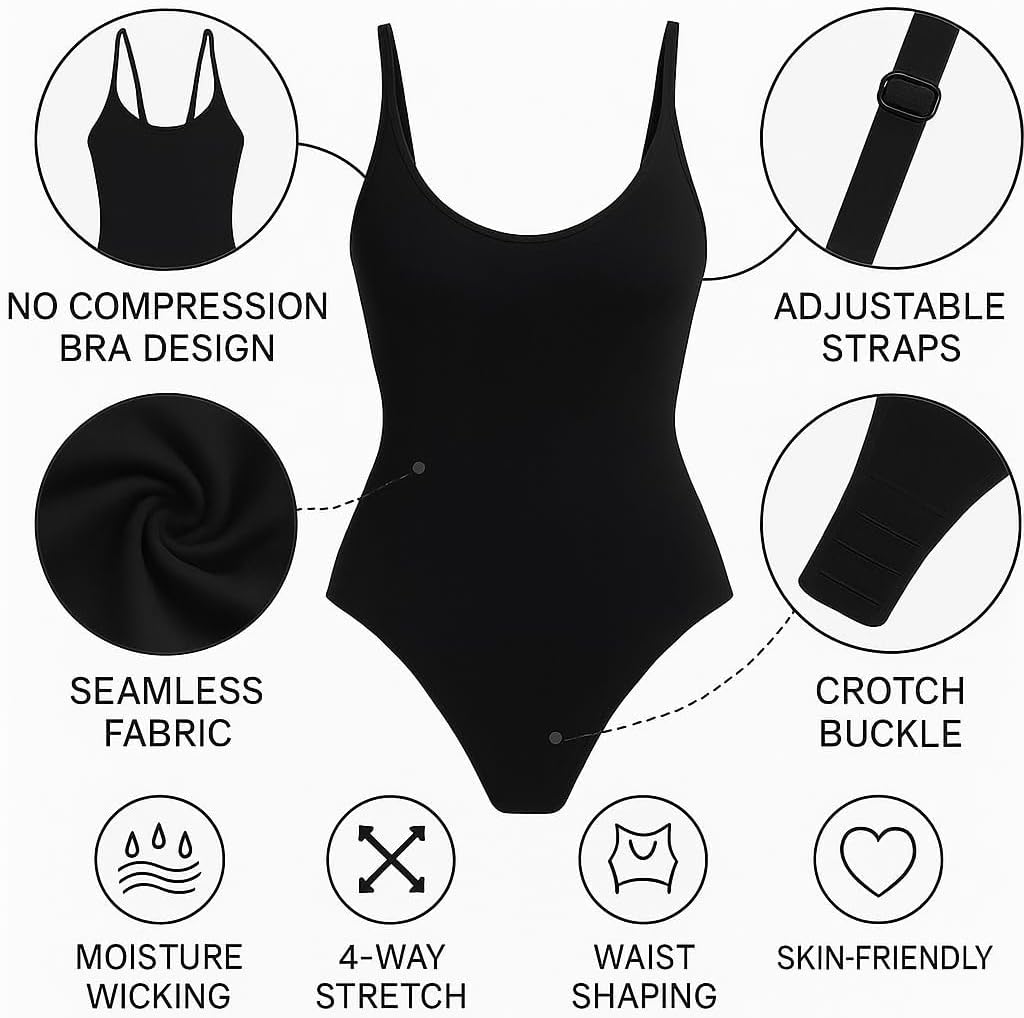 ItGirl Women's Shapewear Bodysuit For Tummy Control, Snatched Waist, Butt Lifting and Seamless Racerback Body Sculpting Suit
