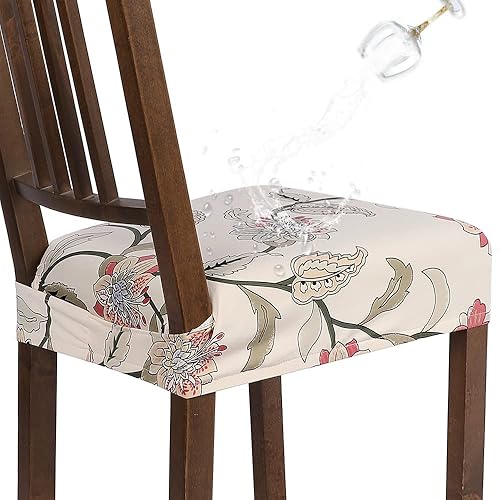 Miniatura 1 de SearchI Juego de 6 fundas de asiento para sillas de comedor repelentes al agua, fundas de asiento elásticas lavables para sillas de comedor,