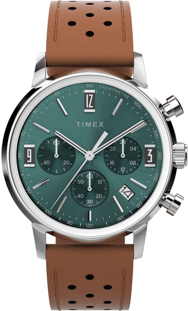 Timex Men Chronograph Watch with a Leather Strap Marlin