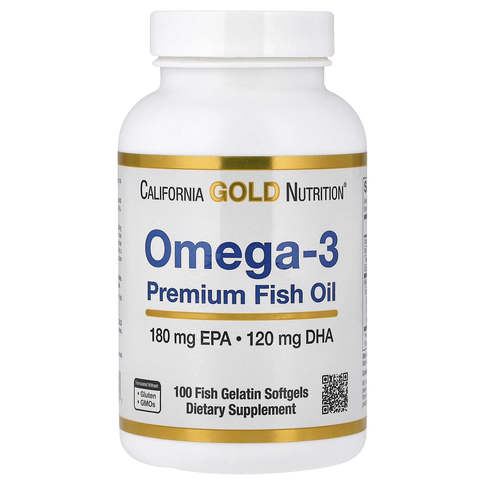 California Gold Nutrition, Omega-3, Premium Fish Oil, 100 Fish Gelatin Softgels