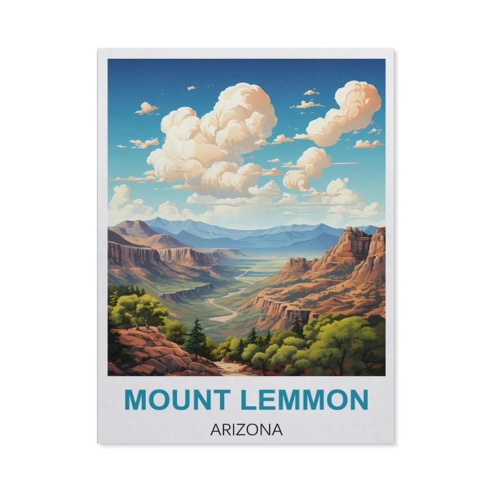 BEAYODKP 5D DIY Diamond Painting Kit，Mount Lemmon Arizona Vintage Travel Posters，Crystal Mosaic Full Drill Round Diamond Painting Embroidery Accessories（50 x 60 cm/19.68 x 23.62 inches）-CA97