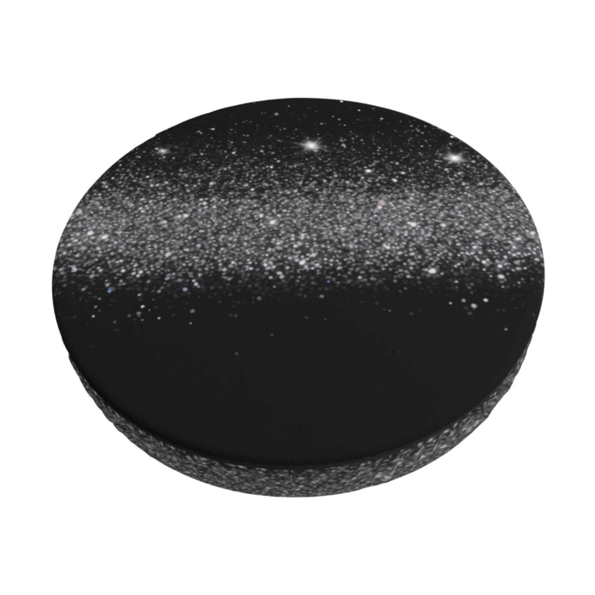 Velvet Round Stool Covers, 3 Layers Round Barstool Slipcovers with Thin Pad, Silver Black Glitter Girly Round Stool Cushion Cover Replacement Circle Stool Cover for 12-14" Round Chair