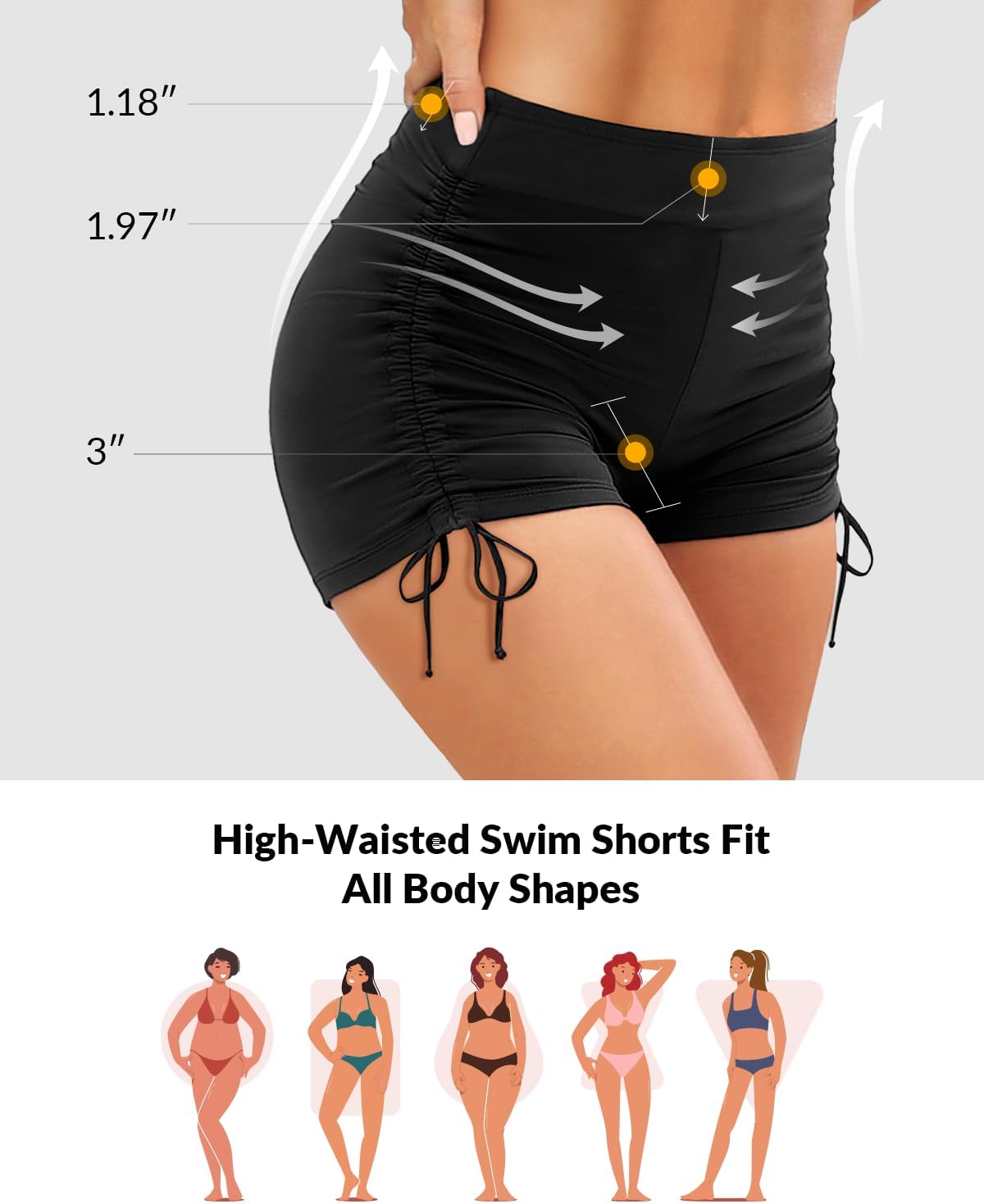 Women Swim Shorts High Waisted Swimsuit Shorts Tummy Control Bathing Suit Bottom Plus Size Boyshorts - Image 4