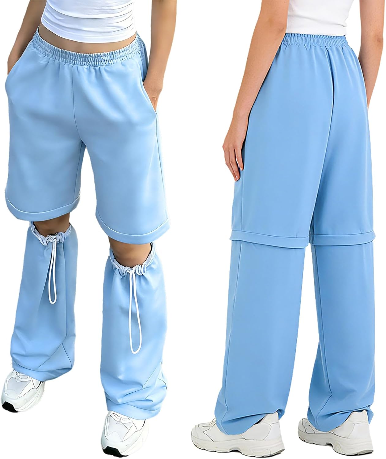 YiZYiF Sweatpants for Women Casual Safari Hiking Pants Outdoor Convertible Elastic Waistband Trousers
