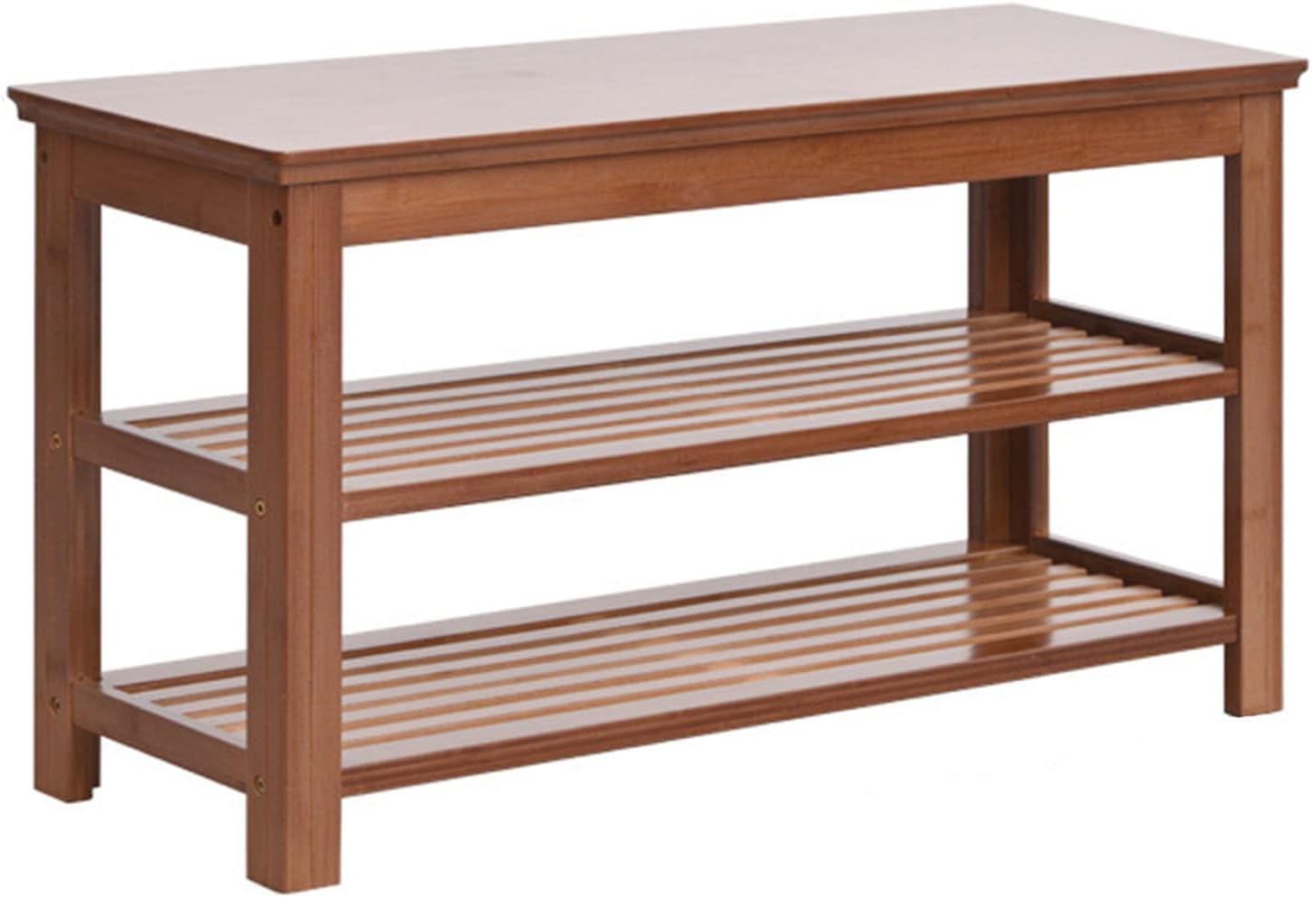 Étagère à chaussures peu encombrante et tabouret ottoman moderne en bambou marron