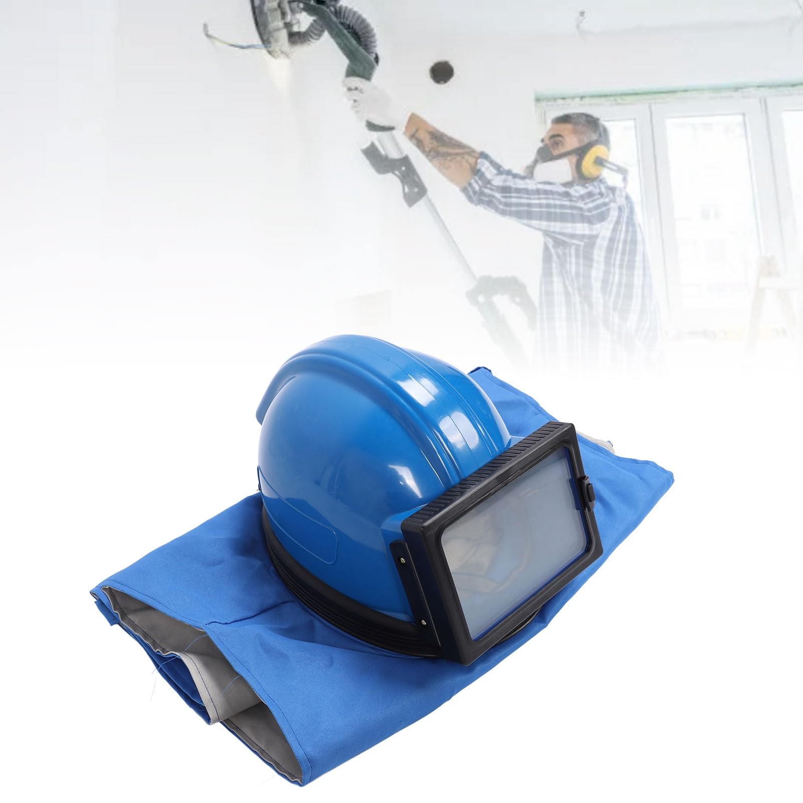 Casco de Chorro de, Capucha con Chorro de, Cubierta Facial con Traje sin Mangas para Pintura, Corte, Limpieza, Equipo de Seguridad para Trabajos industriales, Material ABS
