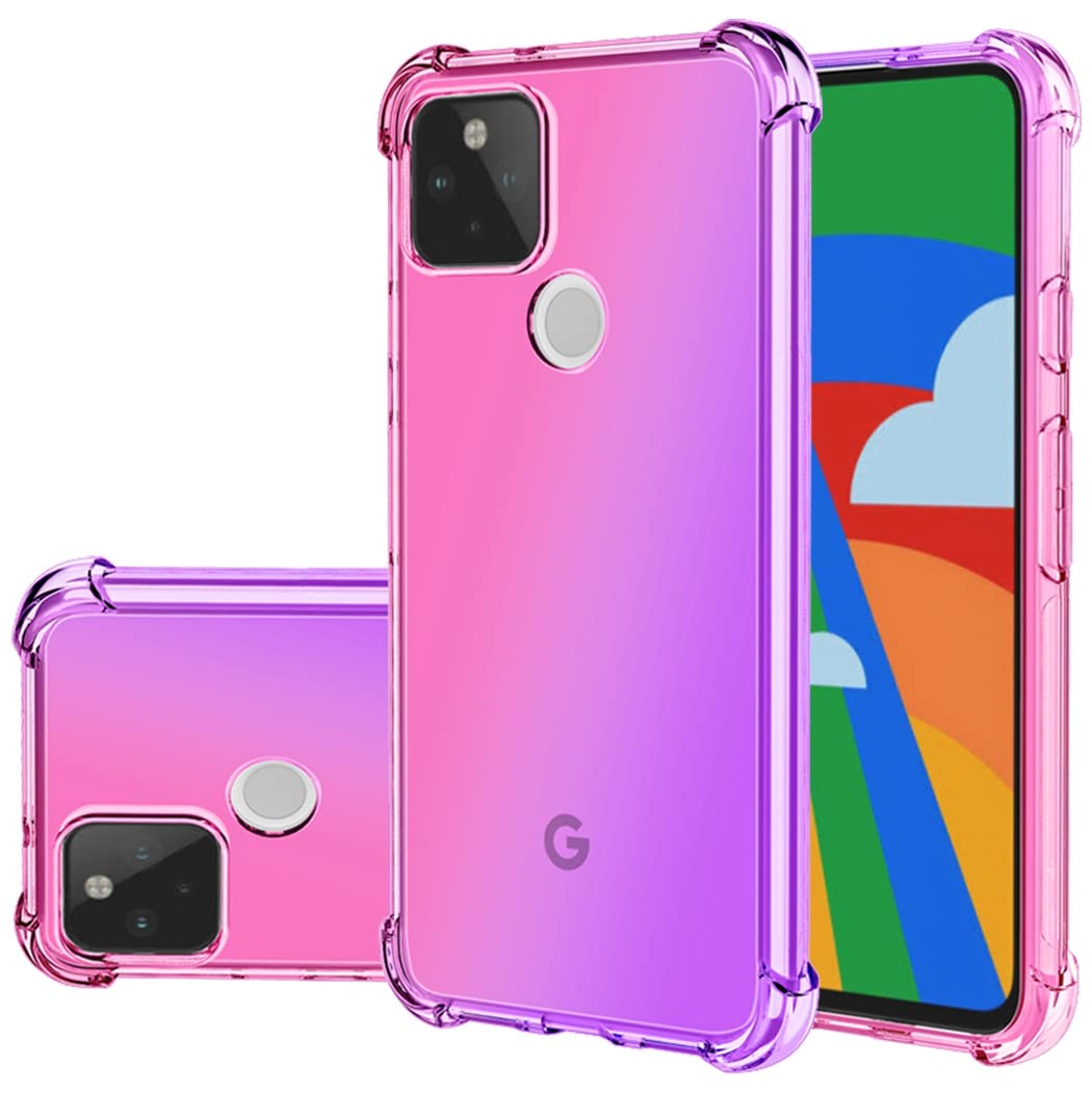 Handyhülle Für Google Pixel 5 – Transparent Mit Rosenblüten-Muster | TPU Silikon, Stoßfest & Kratzfest | Für Modelle GD1YQ/GTT9Q