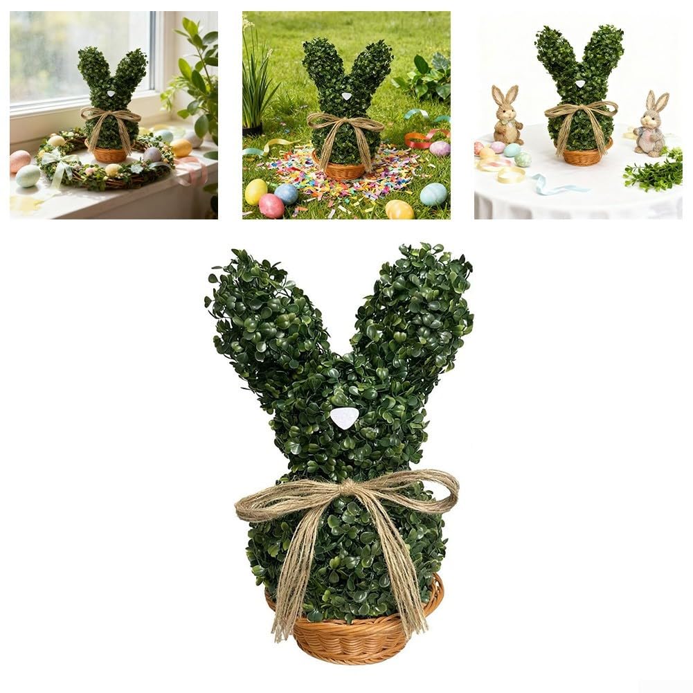 Topiaria Coniglio Artificiale 43cm Finto Bosso per verde per decorazione Pasquale per Interni Esterni Portico