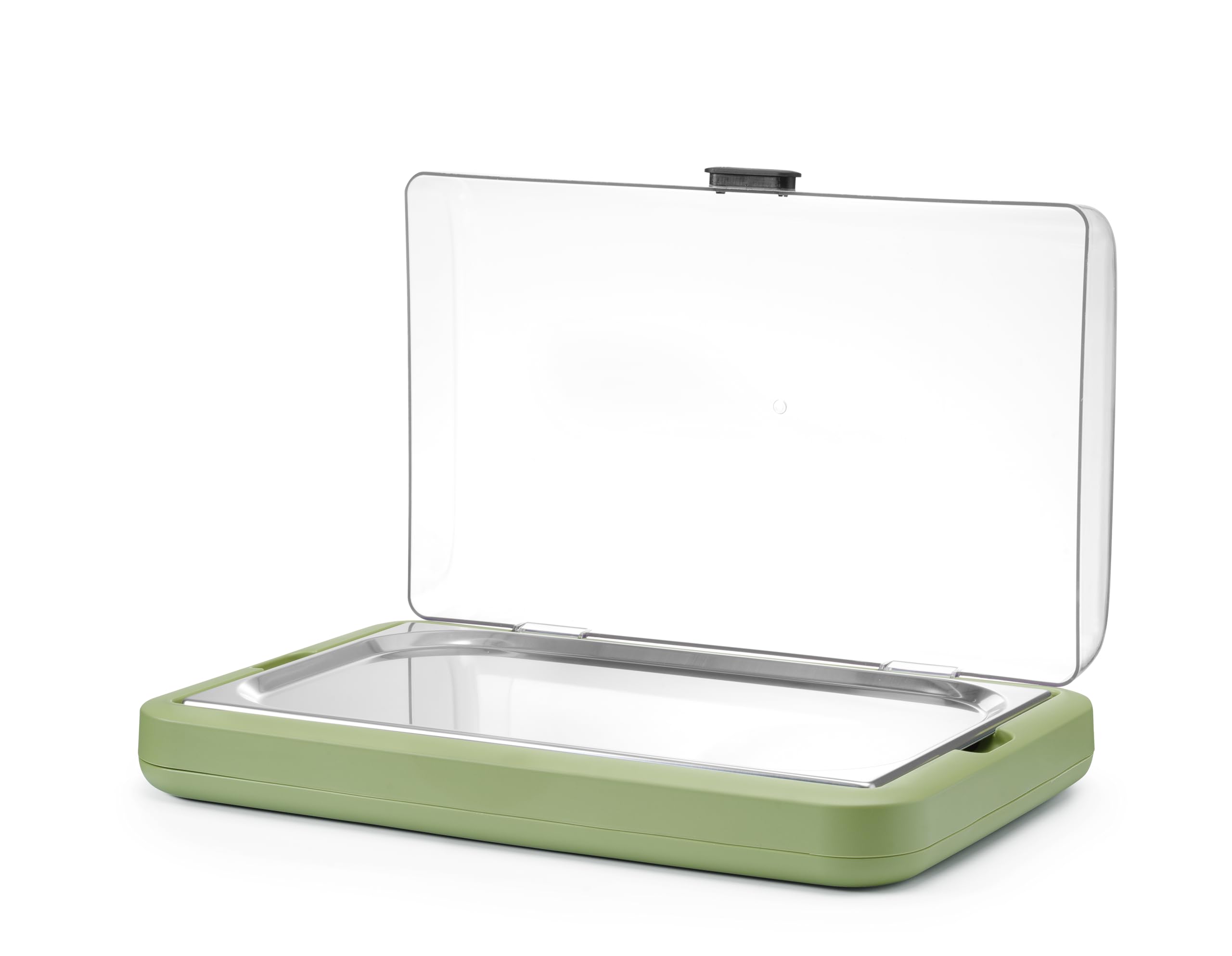 HENDI Vetrina refrigerata UNIQ con coperchio ribaltabile in ABS, set con vassoio in acciaio inox GN 1/1, elemento refrigerante, 593x389x(H)147mm, polipropilene, verde