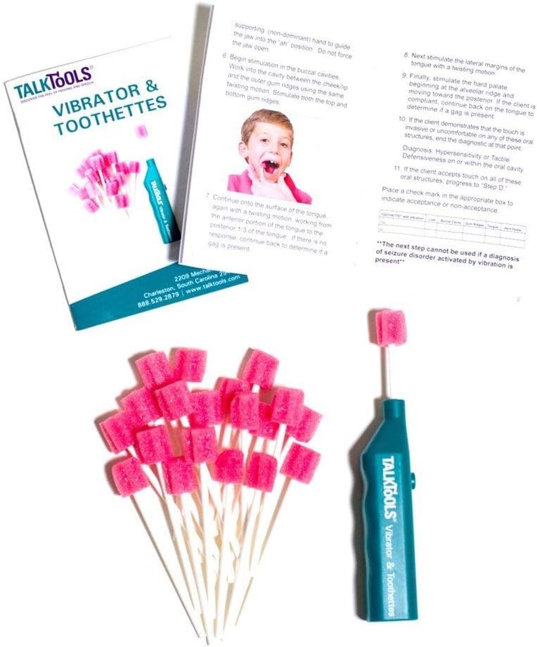 TalkTools Spinner and Toothies Tool | Multi Purpose Oral Sensory Diagnostic and Therapy Kit | Improve Hypersensitivity and Oral Motor Skills | Safe and Effective - 20 Toothies - Instruction Booklet