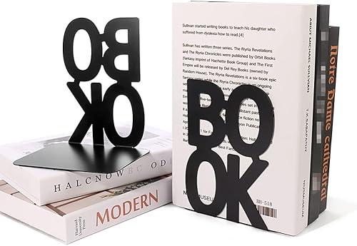 Miniatura 7 de 1 par de sujetalibros de metal, organizador de libros, con forma de personajes para decoración de mesa del hogar (8.2 pulgadas)