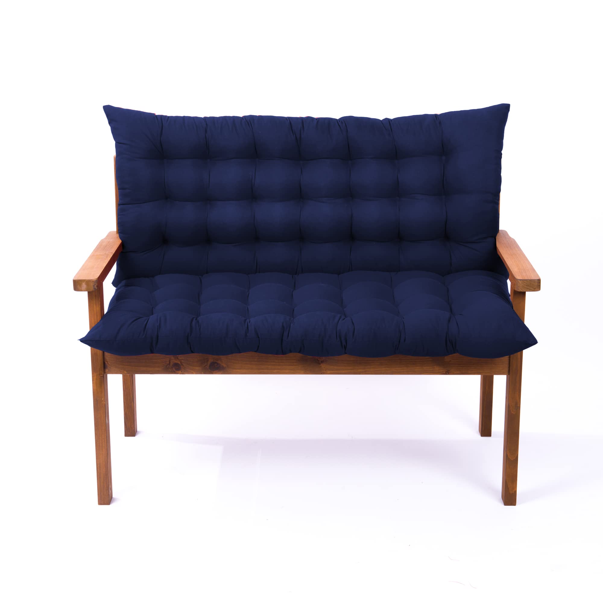 Cojín de asiento para exteriores azul marino grueso para banco de patio con respaldo
