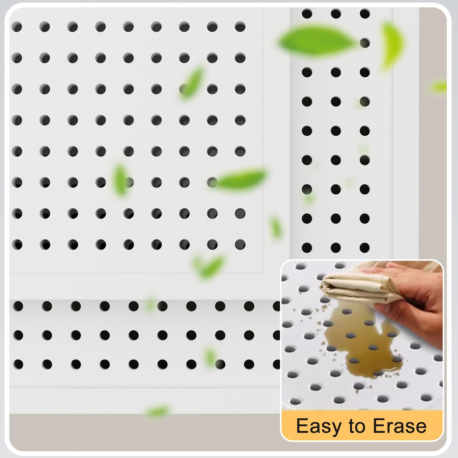Werkzeugwand, Metall-Pegboard, Stecktafel mit 10 Haken für Werkbank, Garage, Büro, Küche und Bastelraum(White,80 * 50cm/31 * 20in)