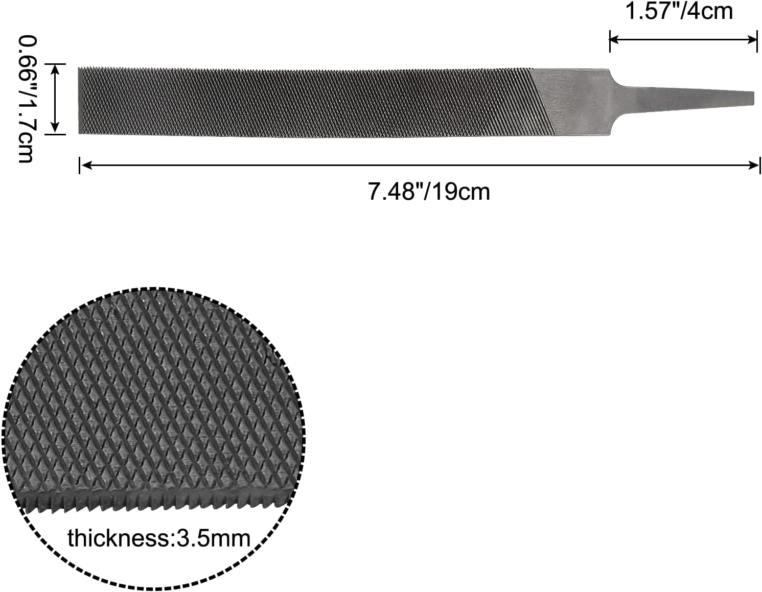 Double Teeth File - 6" Length Flat File, High Carbon Steel