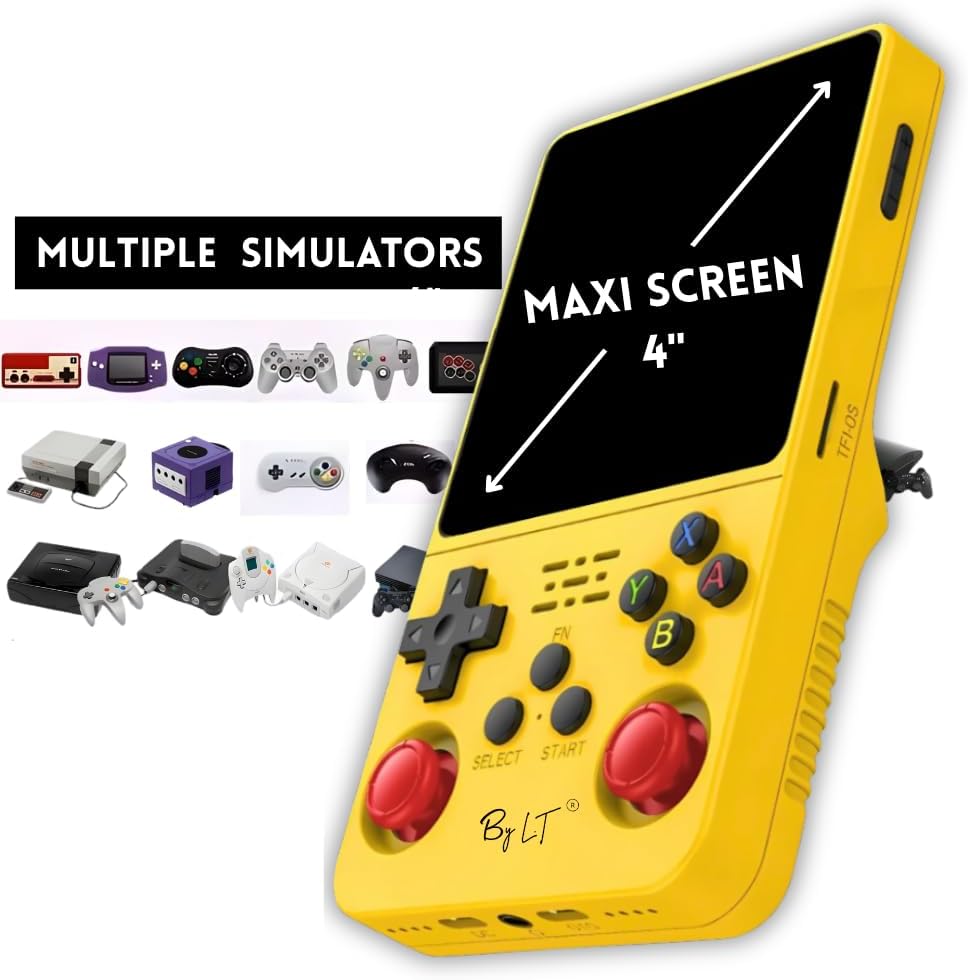 Portable Console | GameBox Ultra +20,000 Games/Large 4" High-Resolution Full HD Screen, 128GB Expandable Memory, Linux 3.0 License, WiFi, Multiplayer + 4 Rear Triggers R1/L1 R2/L2, Headphone Jack