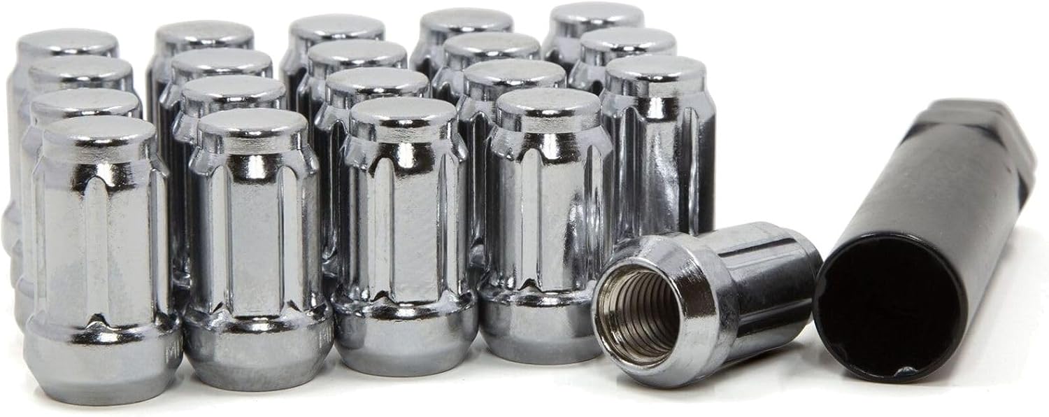 Lug Nuts Tuner Spline Drive Acorn Chrome 1/2-20 Wheel Front Left Rear Right Removal Tool Steel for Chrysler for Chevy for Cadillac for Buick 0.8" Width/Diameter