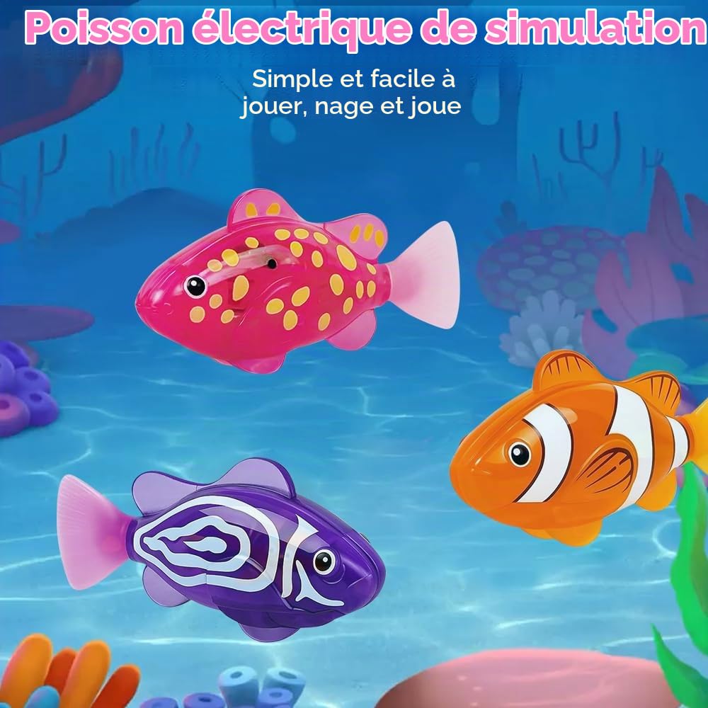 Lot de 4 poissons Robo - Jouet électronique pour chat - Poisson électrique lumineux - Fonctionne avec piles - Jouet flottant interactif pour enfants et animaux domestiques