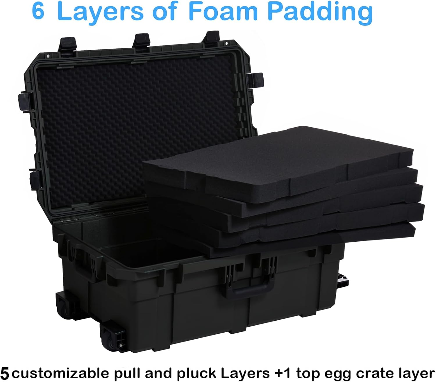 Waterproof Hard Case, 33 x 21 x 14 Inch, Equipment Case with Wheels/Customizable Foam/Retractable Handle for electronic, tool,cameras, Shockproof,Rolling Hard Case Inner 27.24"x15.6"x11.29" - Image 7