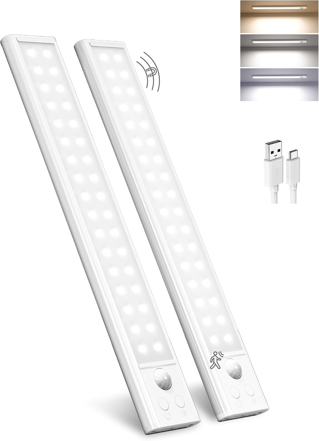 EZVALO 25 cm LED Schrankleuchte mit Bewegungsmelder im 2er-Set
