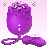 Vista 40 de Consolador vibrador juguetes sexuales para mujeres, juguete sexual MOOLIGIRL Rose con vibradores de punto G de empuje y 10 modos de succión
