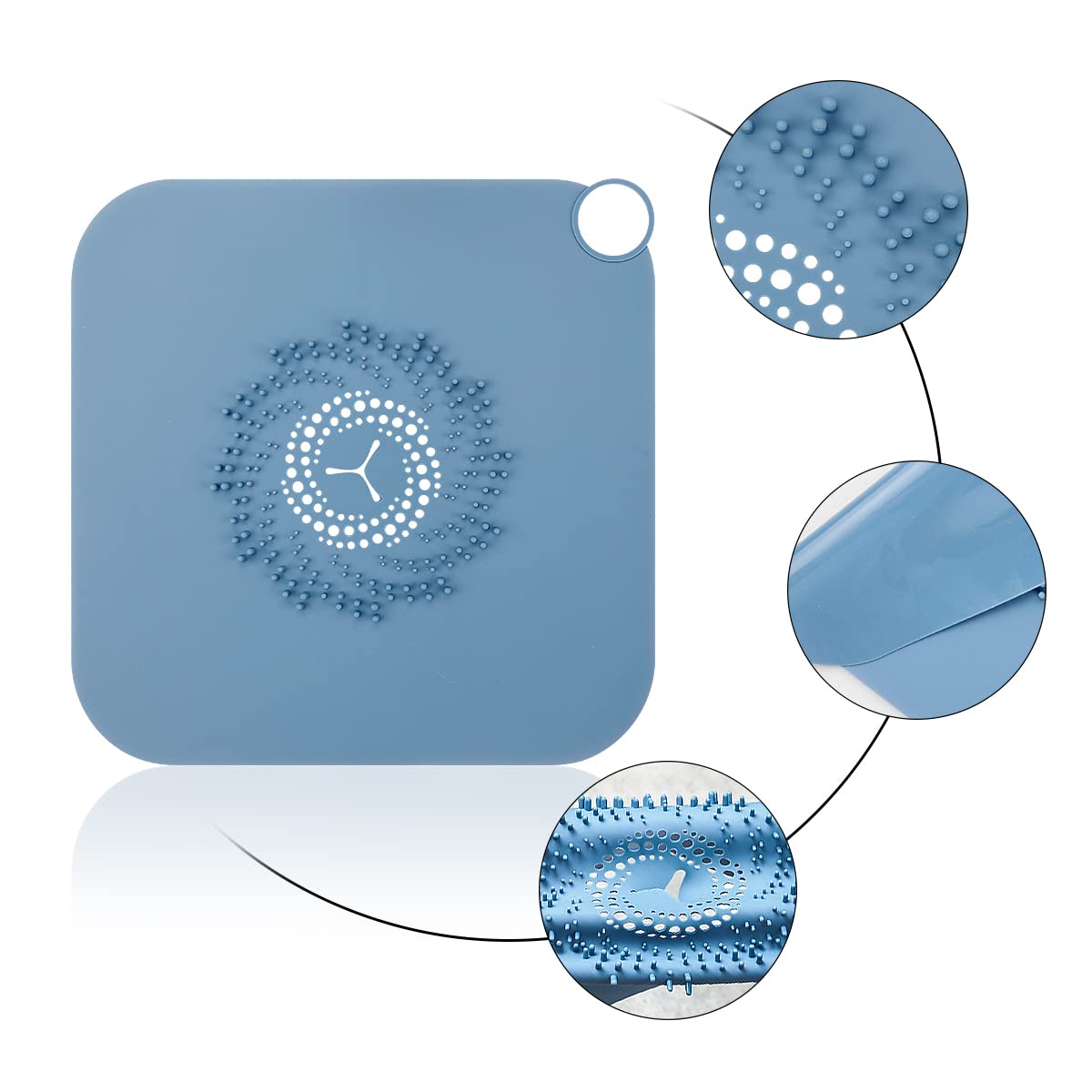 Silicone Shower Drain Hair Catcher - Hair Drain Catcher, Shower Hair Stopper Hair Catcher with Suction Cup(Blue) - Image 3