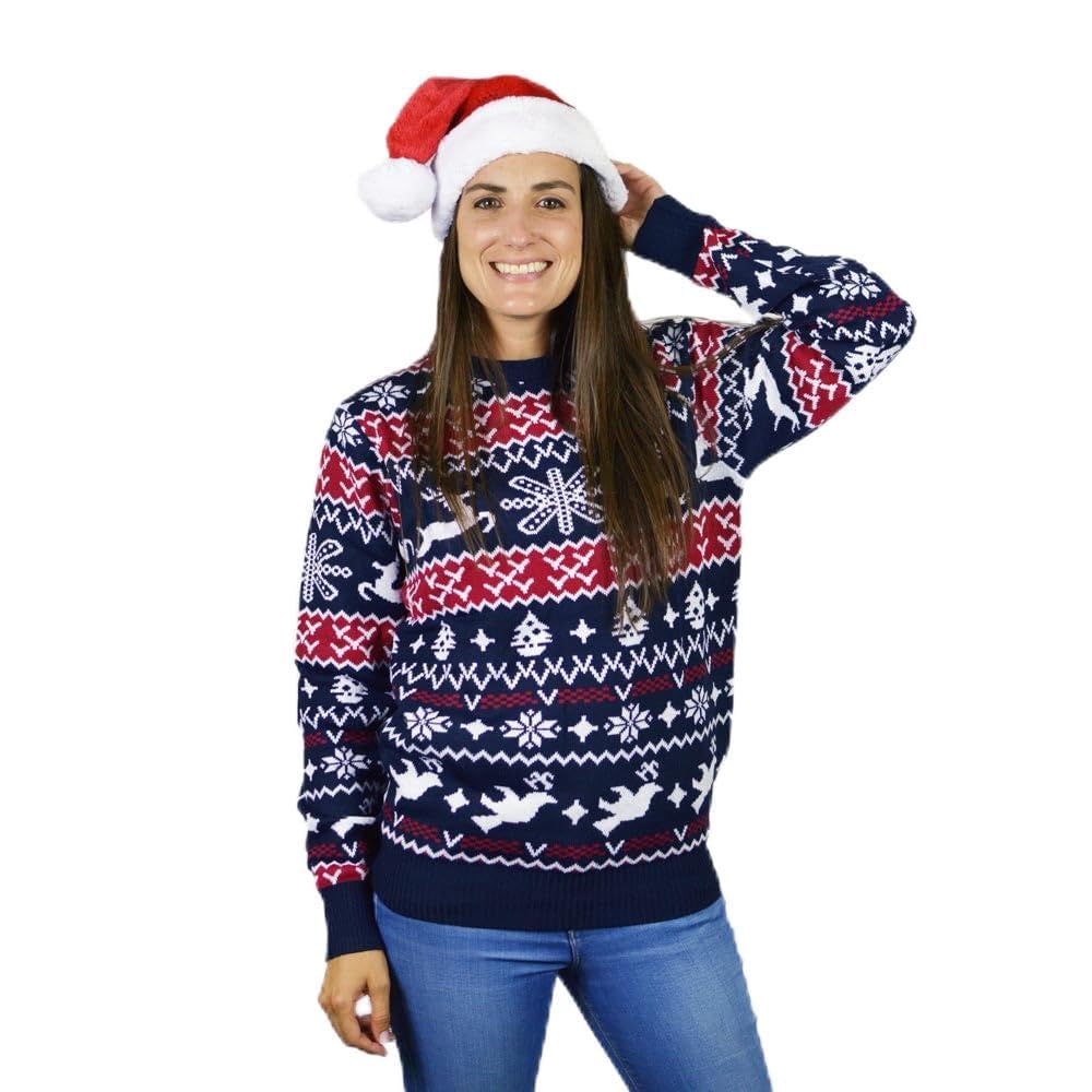 Pull de Noël pour Femme, Homme et Enfant avec Rennes et Motifs de Noël