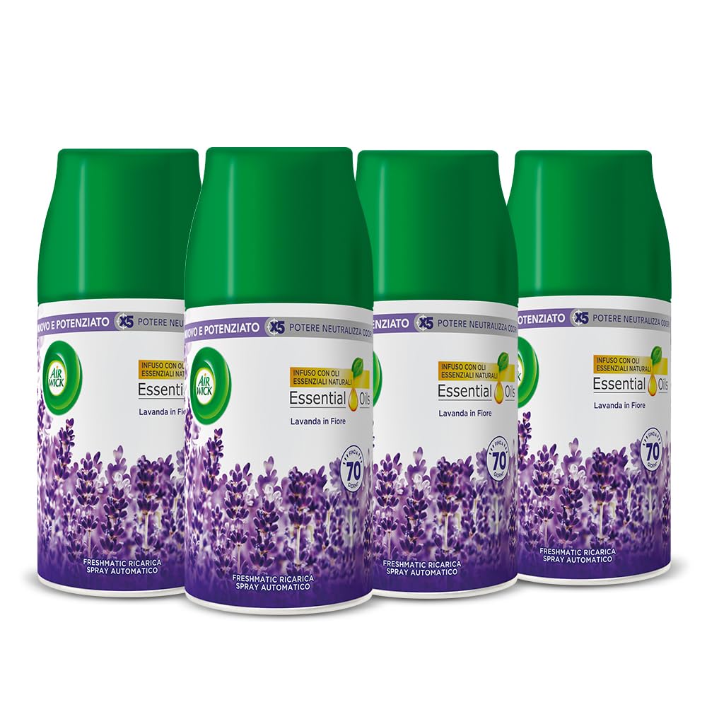 Airwick Zestaw odświeżaczy zapachowych do pomieszczeń: 4 wkłady zapachowe do kwiatowej lawendy, 4 x 250 ml