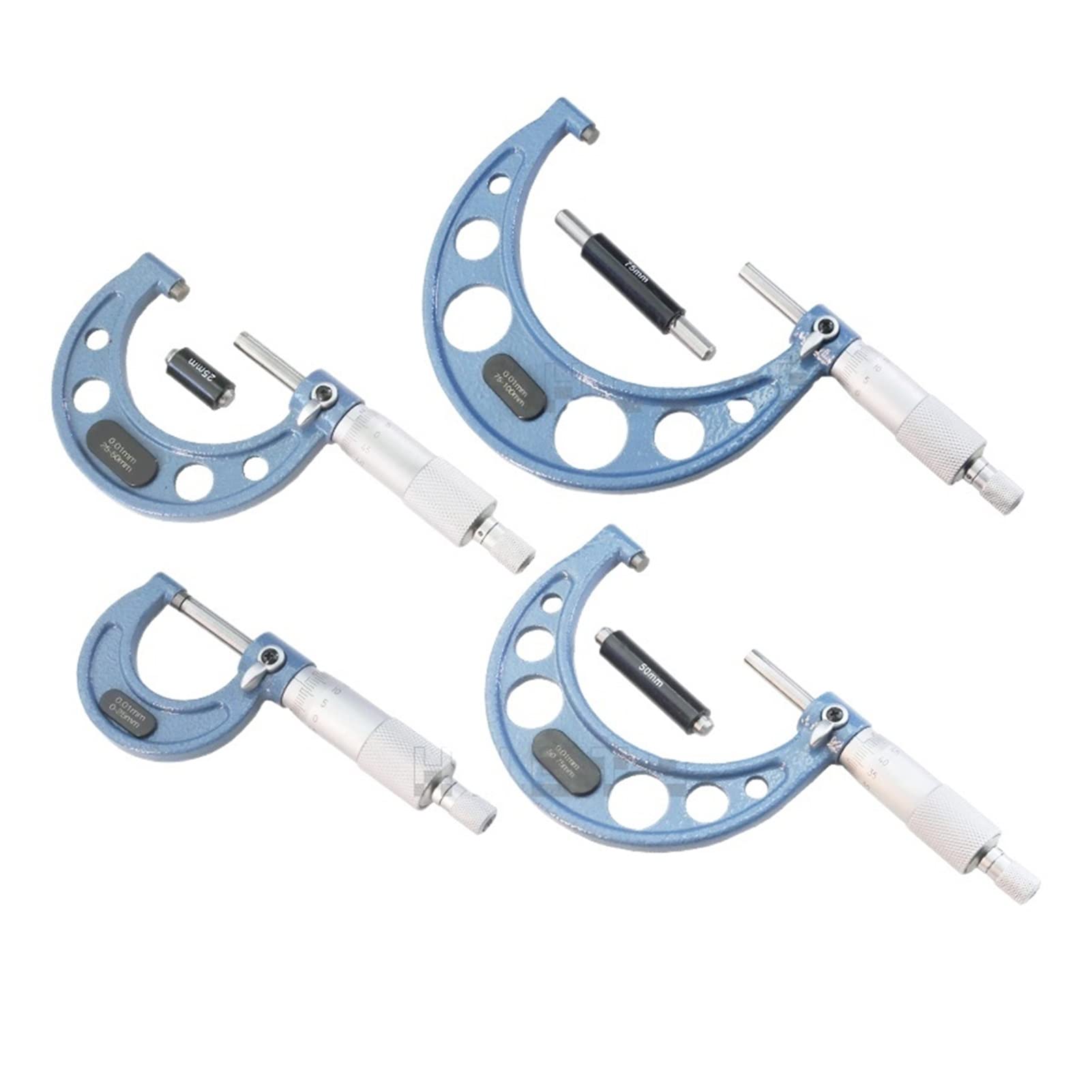 Poza mikrometrem spiralnym 0-25mm / 25-50mm / 50-75mm / 75-100mm 100-125mmackość 0.01mm Miernik Vernier Caliper Pomiar Narzędzia do obróbki(75-100mm)