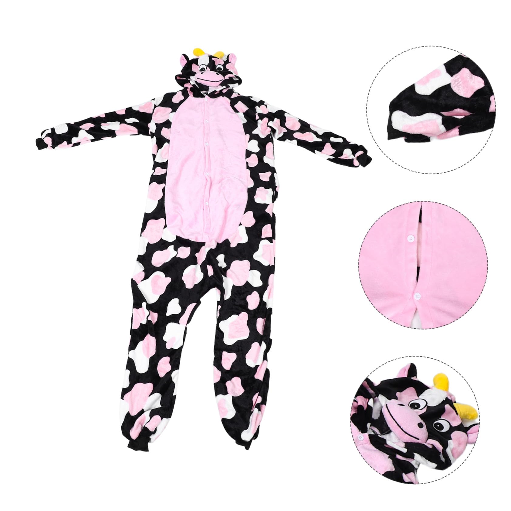 FOMIYES Onesie Unisex in Tessuto Plush con e Rosa Costume Sleepwear per Halloween e Party XL